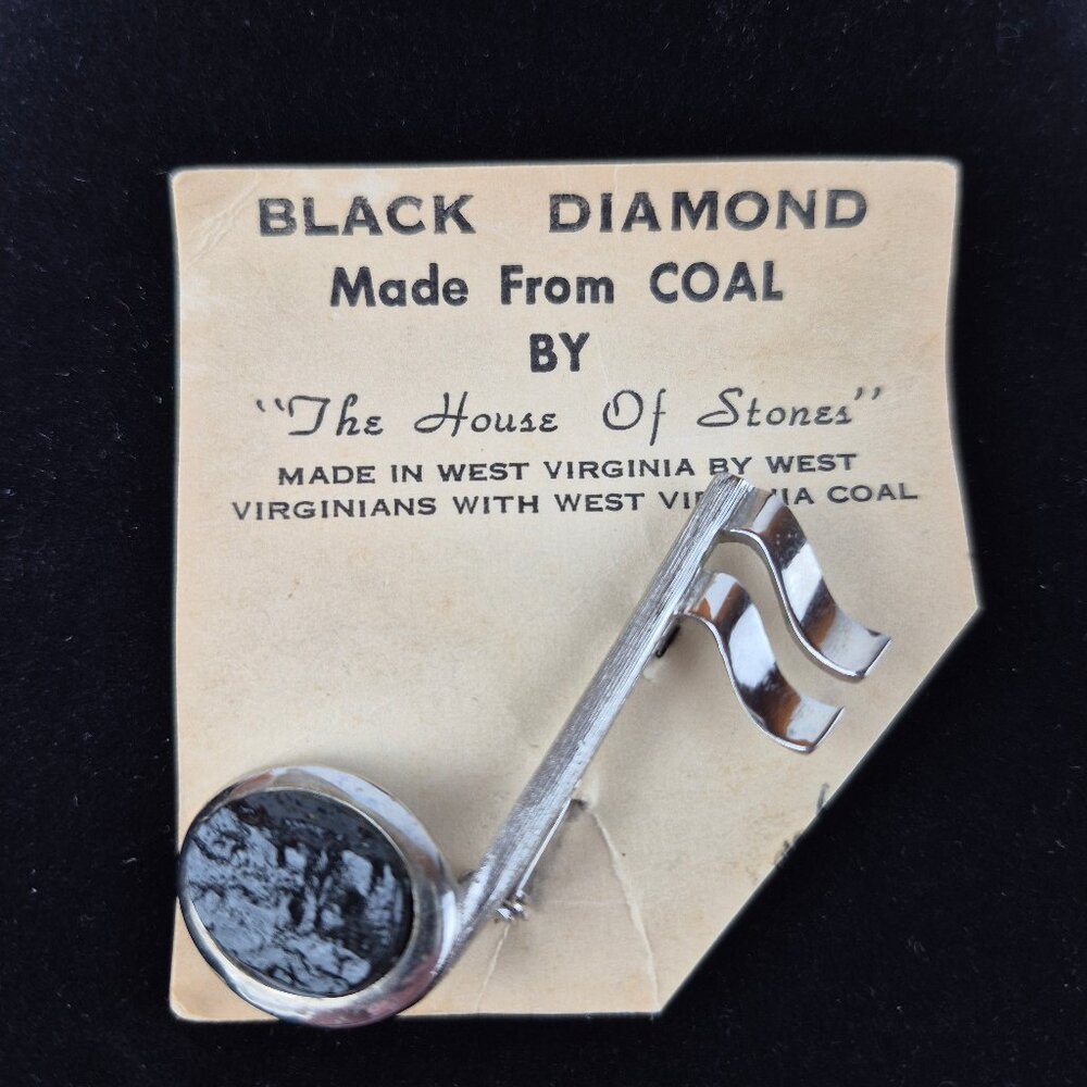 "Black Diamond" Made From Coal Musical Note Brooch Pin Made in West Virginia